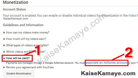 YouTube Video Monetize Kaise Kare or Adsense se Kaise Jode in Hindi , Enable AdSense Ads on YouTube Videos in Hindi , How to link YouTube with Adsense in Hindi