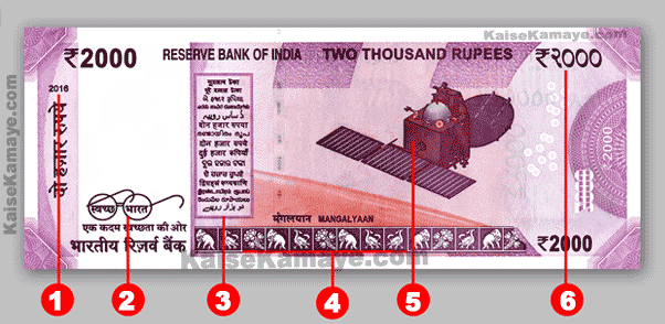 2000 Rupees Note Features Image Asli Nakli Note Ki Pehchan in Hindi , 2000 ke note ki pehchan, Indian 2000 Rupees Note Features , nakli note ki pehchan hindi